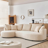 Modern Curved Sherpa Fabric 4-Seat Sofa - Omega Lifestyles