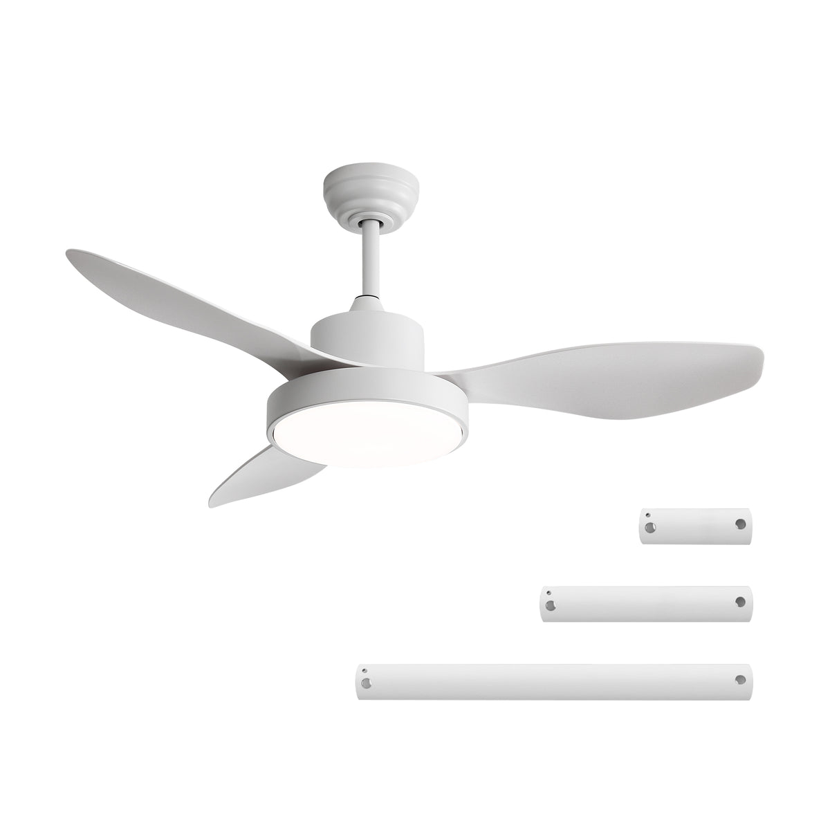 47-Inch White Remote-Controlled Reversible DC Ceiling Fan With Light