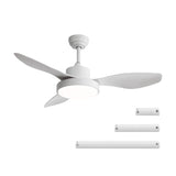 47-Inch White Remote-Controlled Reversible DC Ceiling Fan With Light