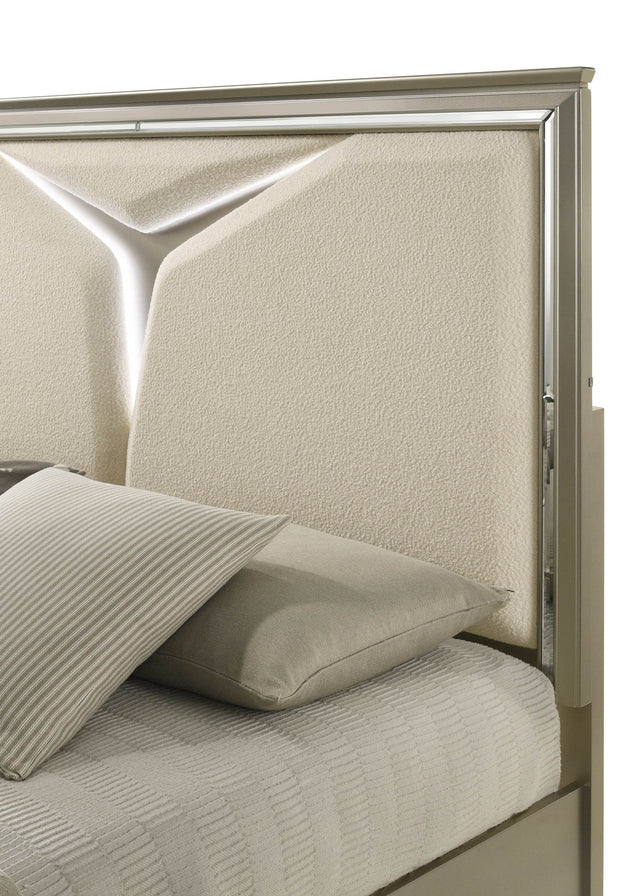Modern Upholstered Wood Bed Frame With LED Headboard - Omega Lifestyles