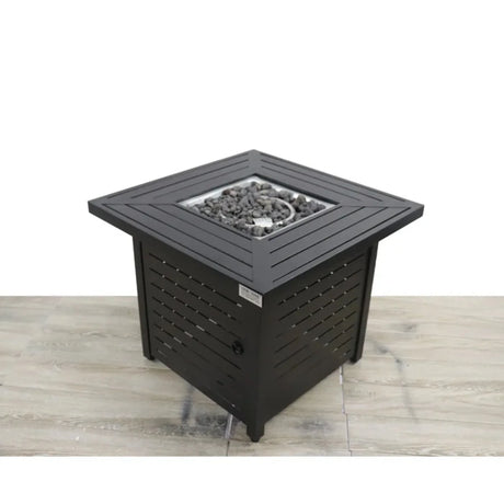Black Steel Modern Outdoor Fire Pit Table 30-Inch - Omega Lifestyles