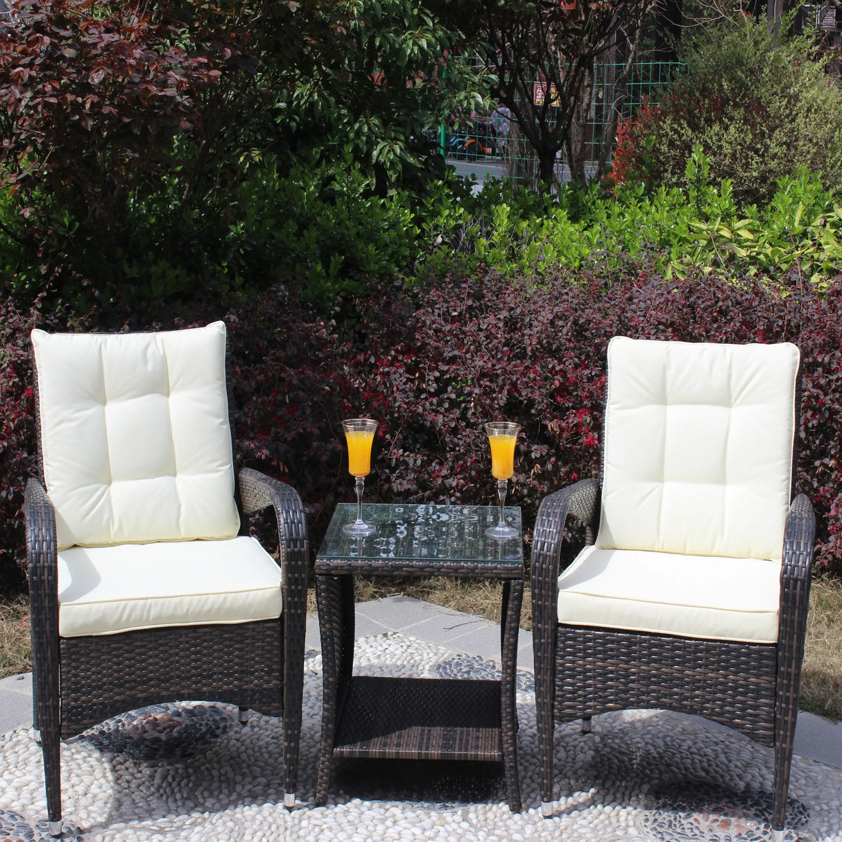 3-Piece Brown Rattan Outdoor Patio Furniture Set - Omega Lifestyles