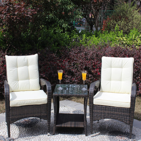 3-Piece Brown Rattan Outdoor Patio Furniture Set - Omega Lifestyles