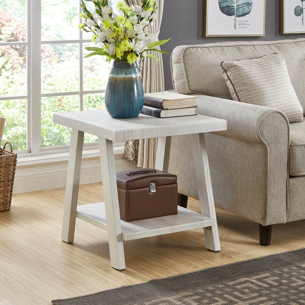 Contemporary White Wood Shelf Coffee Table Set - Sleep Galleria