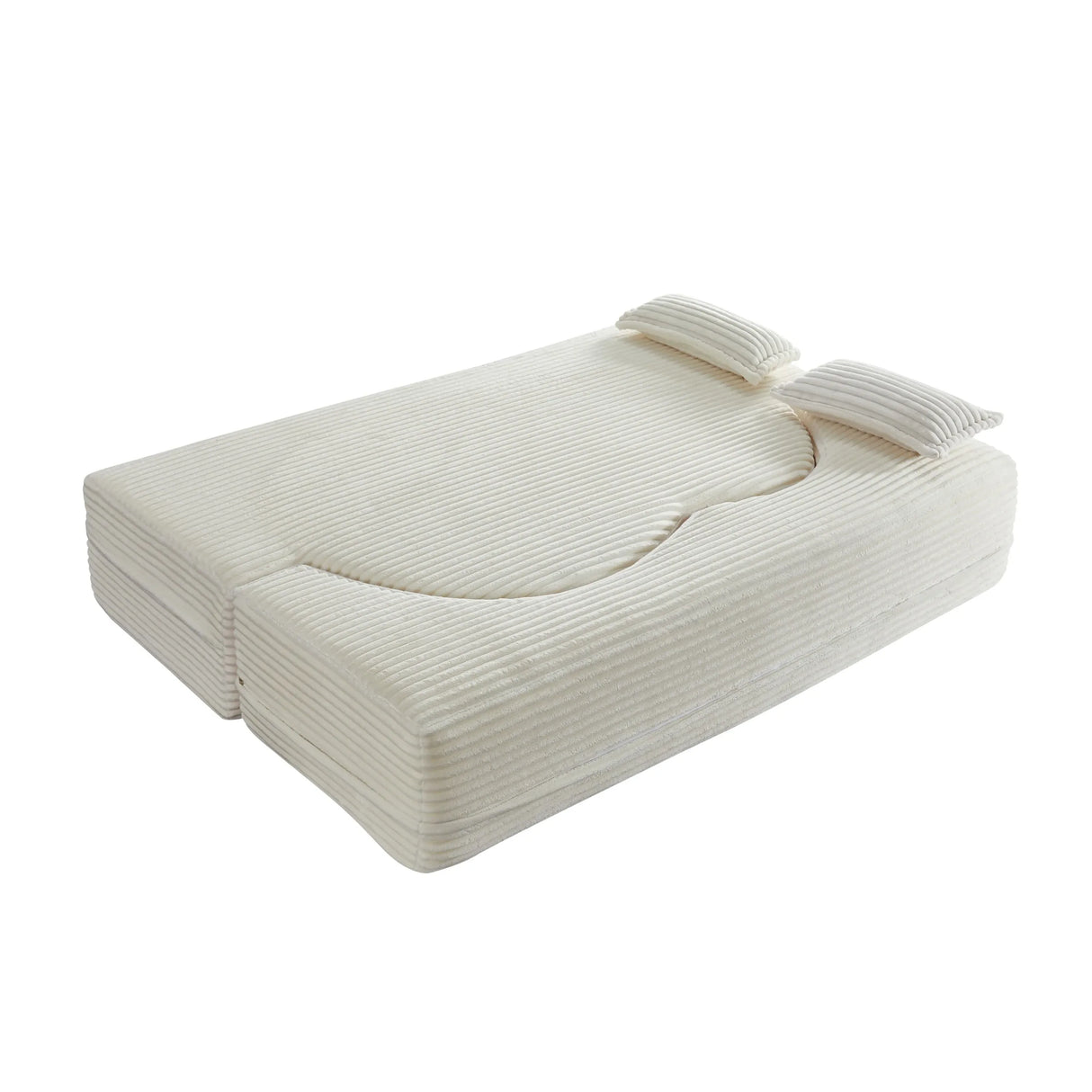 Full Size Plush Corduroy Foam-Filled Folding Sofa Bed With Pillows - Omega Lifestyles