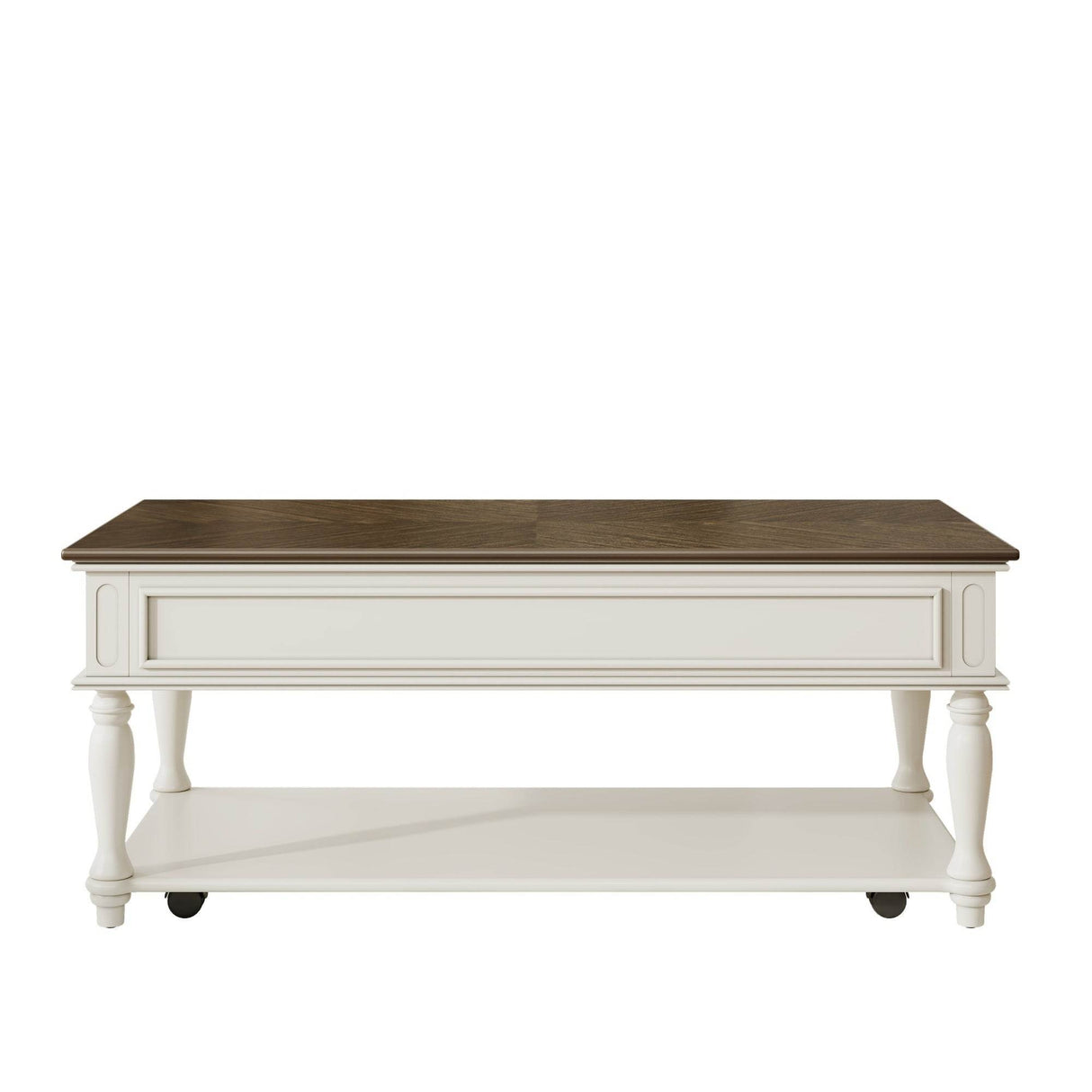 Mid-Century Farmhouse Coffee Table With Drawer Wheels - Sleep Galleria