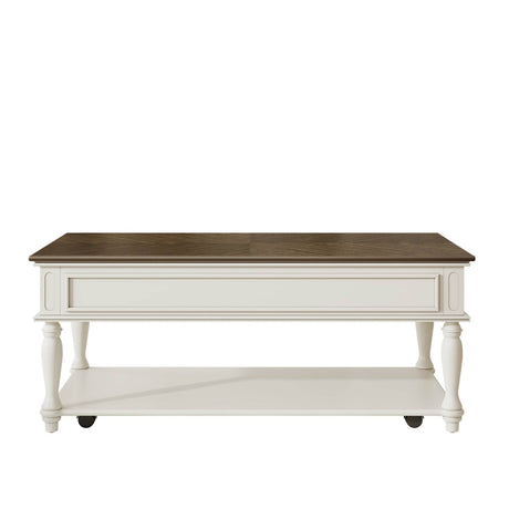Mid-Century Farmhouse Coffee Table With Drawer Wheels - Sleep Galleria