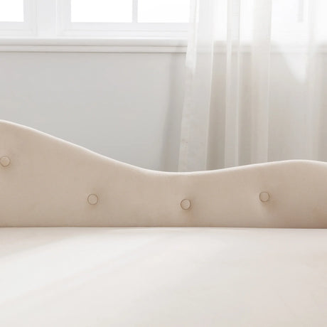 Beige Velvet Classic Storage Chaise Lounge Chair - Omega Lifestyles