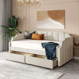 Twin Velvet Upholstered Daybed With Storage Drawers - Omega Lifestyles