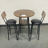 Rustic Brown Bar Table Set With Upholstered Stools - Omega Lifestyles