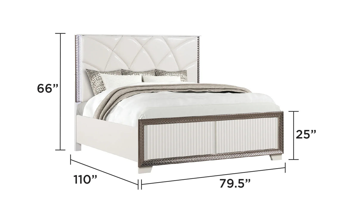 Modern Tufted Wood Bed Frame With LED Lighting - Omega Lifestyles