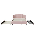 Queen Upholstered Linen Platform Bed With Trundle Drawers - Omega Lifestyles