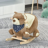 Bear Plush Toddler Rocking Horse With Lullaby and Pedals - Omega Lifestyles