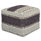 Handwoven Wool Cotton Square Fabric Pouf - Omega Lifestyles