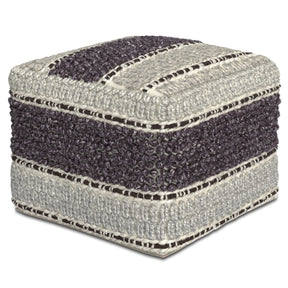 Handwoven Wool Cotton Square Fabric Pouf - Omega Lifestyles