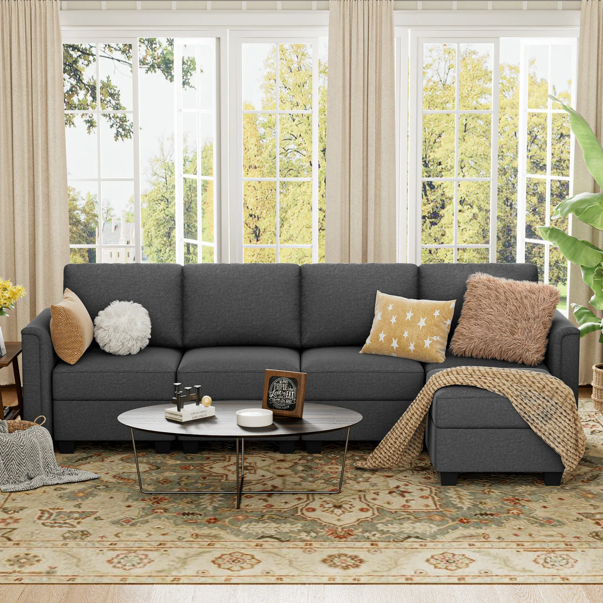 Modular 5-Seater Memory Foam Sectional Sofa Couch - Omega Lifestyles