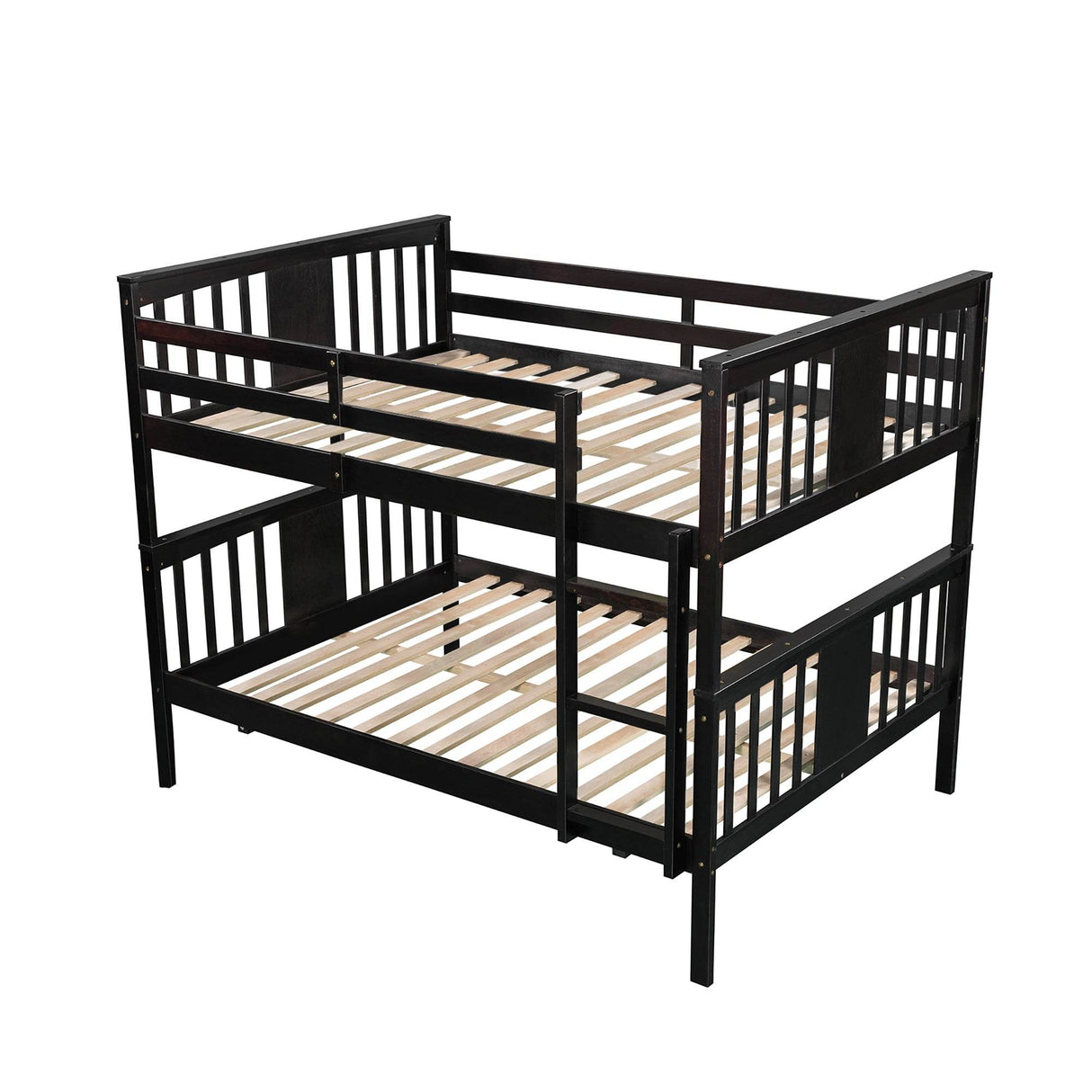 Full Over Full Solid Wood Espresso Bunk Bed - Omega Lifestyles