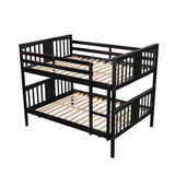 Full Over Full Solid Wood Espresso Bunk Bed - Omega Lifestyles
