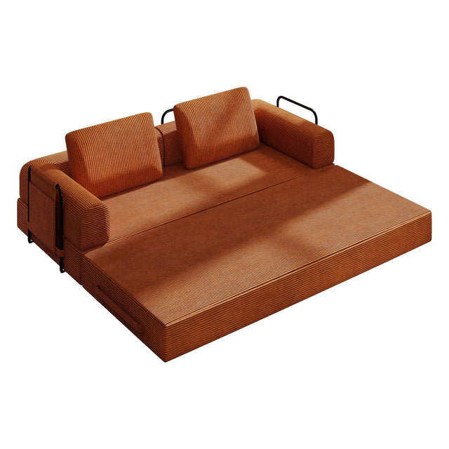 Convertible Foldable Corduroy Sofa Bed With Pillow - Omega Lifestyles