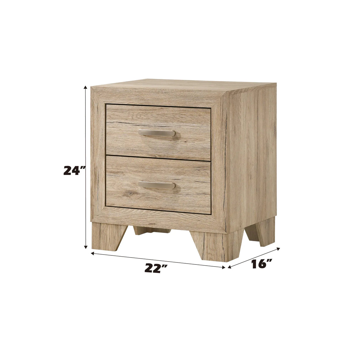 Natural Finish Synthetic Wood Nightstand With Drawers - Omega Lifestyles