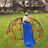 Metal Outdoor Dome Climber With Slide And Climbing Stones - Omega Lifestyles