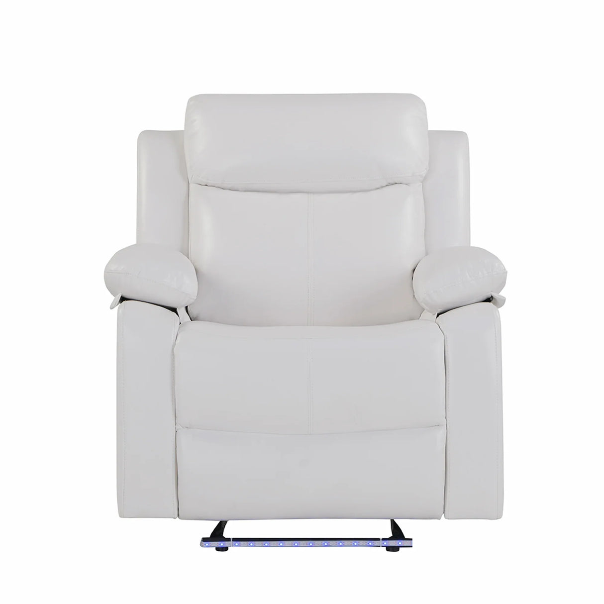 White Upholstered Medium Firm LED Glider Recliner Chair - Omega Lifestyles