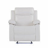 White Upholstered Medium Firm LED Glider Recliner Chair - Omega Lifestyles