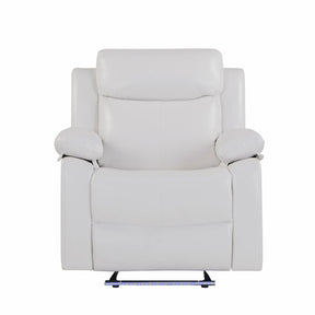 White Upholstered Medium Firm LED Glider Recliner Chair - Omega Lifestyles