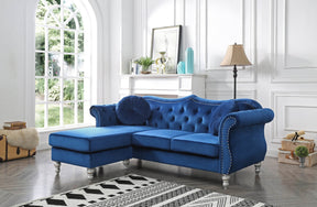 Velvet Upholstered 3-Seat Sofa Chaise With Foam Cushions - Omega Lifestyles