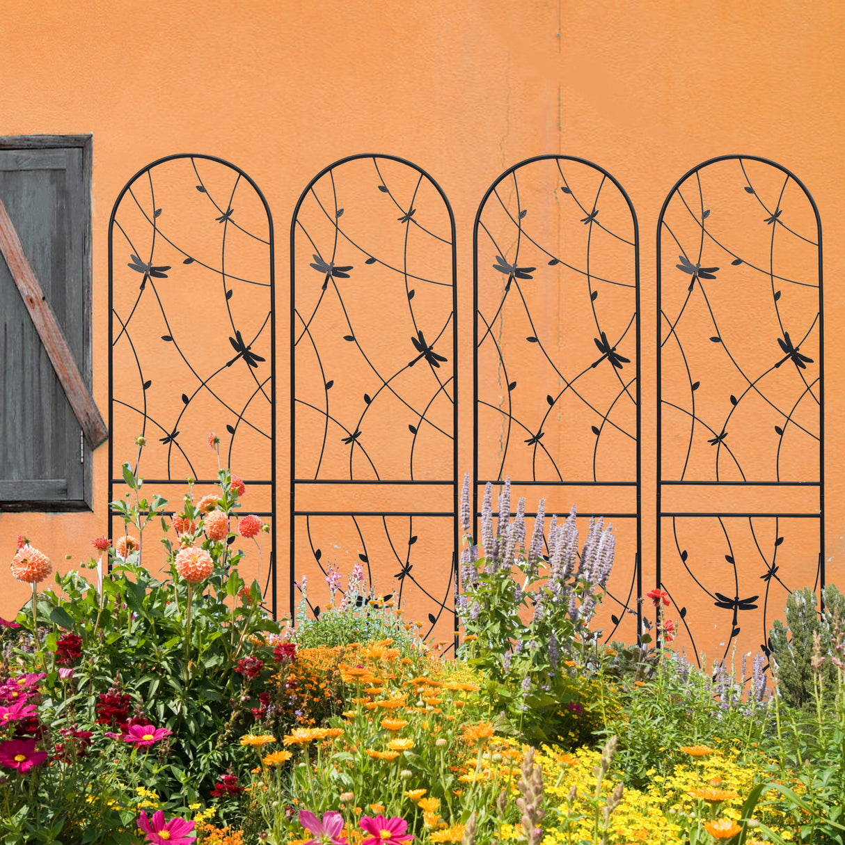4-Pack Rustproof Iron Metal Garden Trellis For Climbing Plants