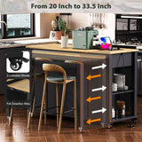 Extendable Rubber Wood Veneer Kitchen Island Cart - Omega Lifestyles