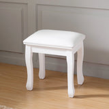 White Solid Wood Vanity Stool With Cushioned Seat - Omega Lifestyles