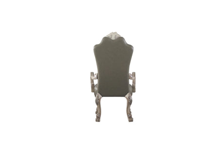 Set of 2 Matte White Faux Leather Arm Chairs - Omega Lifestyles