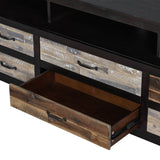 Retro Distressed Solid Wood TV Stand With Drawers - Omega Lifestyles