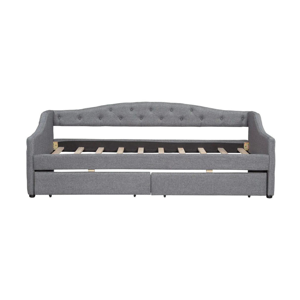 Twin XL Linen Upholstered Daybed With LED Lighting And Drawers - Omega Lifestyles