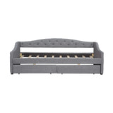 Twin XL Linen Upholstered Daybed With LED Lighting And Drawers - Omega Lifestyles