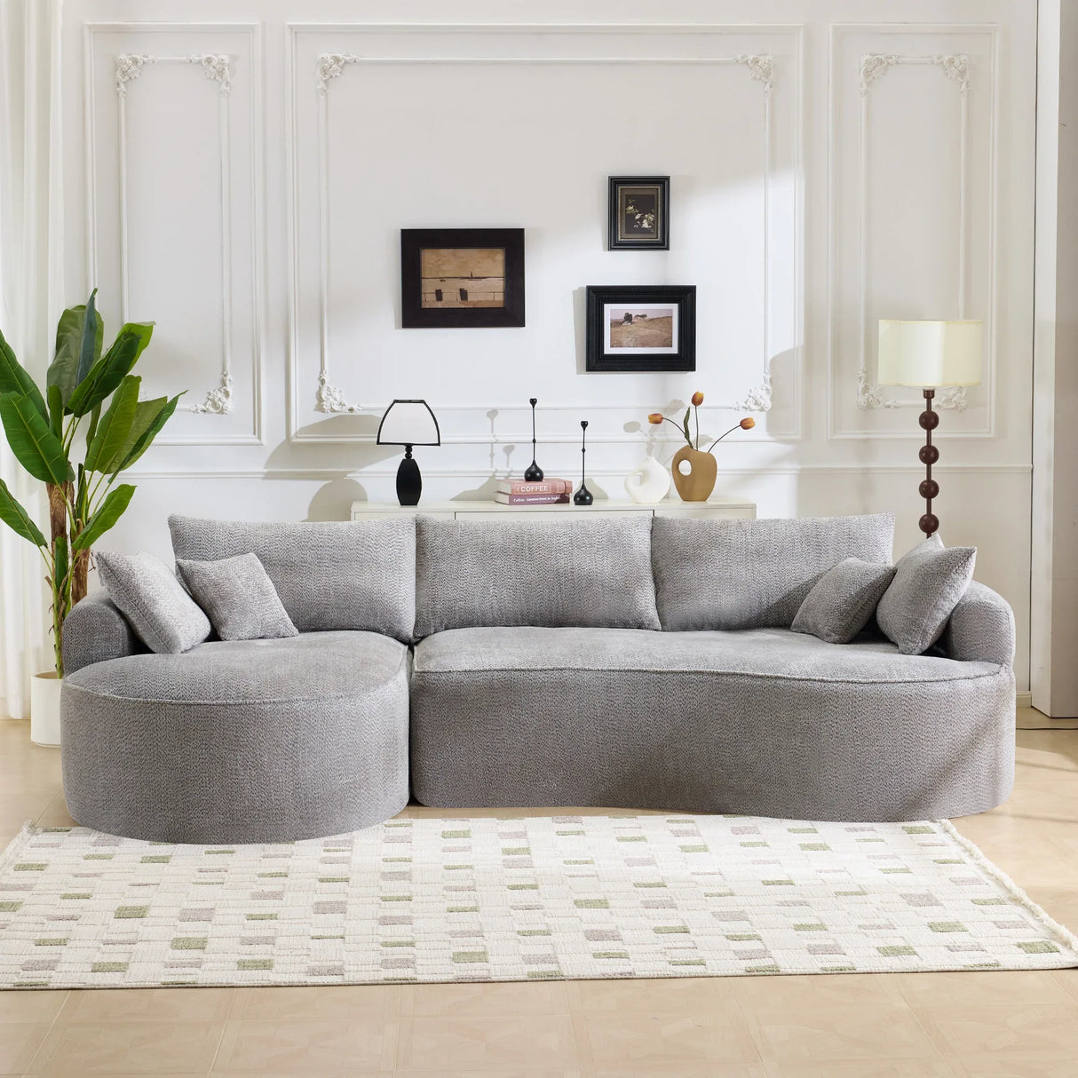 Minimalist Medium-Soft Chenille Foam 5-Seat Sofa - Omega Lifestyles