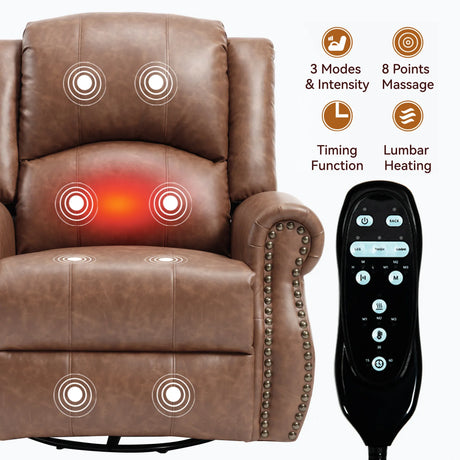 Heated Medium-Firm Massage Recliner Chair With Swivel - Omega Lifestyles