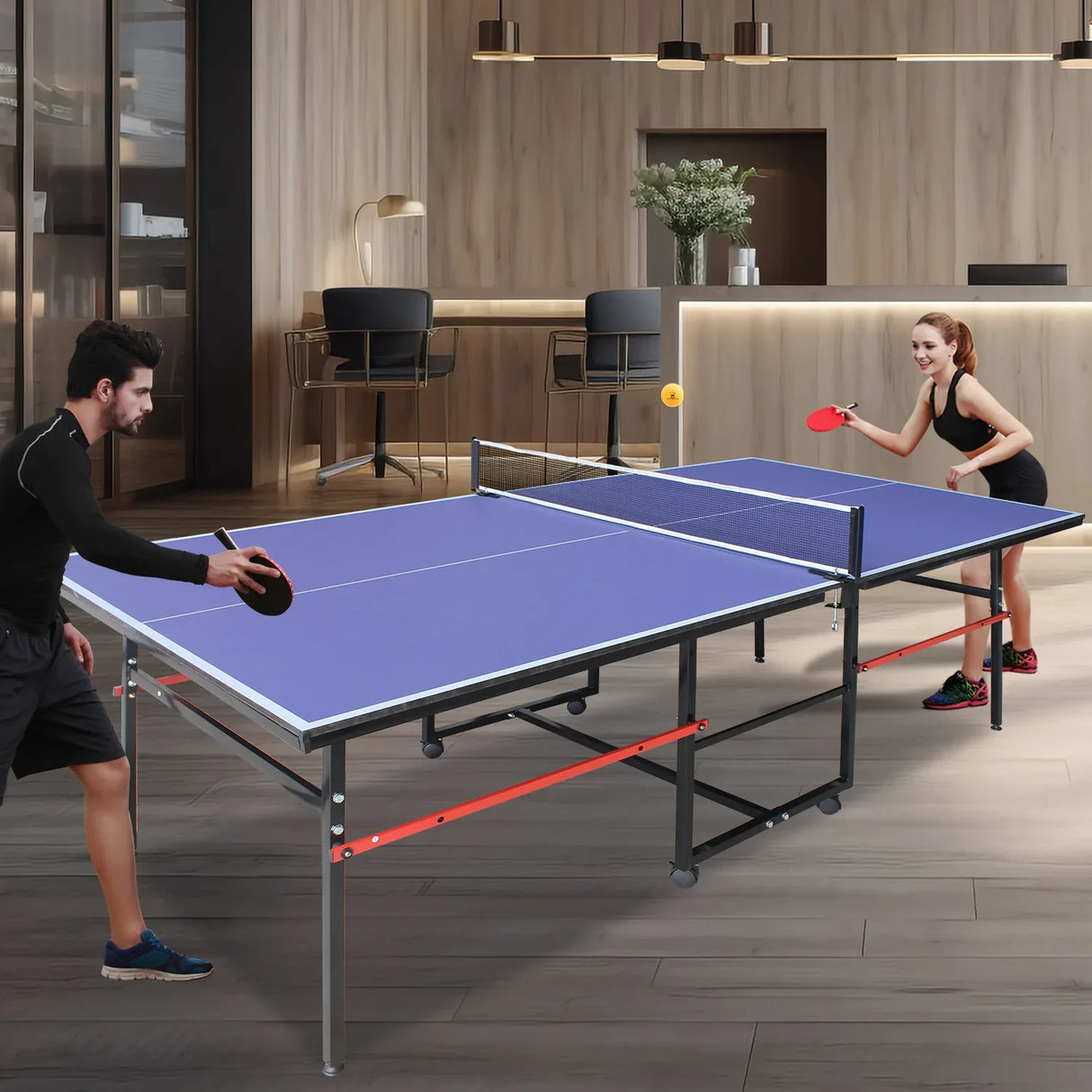 Foldable Mid-Size Portable Table Tennis Table Set - Omega Lifestyles
