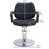 Adjustable Height Black PU Leather Barber Chair - Omega Lifestyles