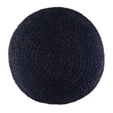 Handcrafted Braided Jute Round Fabric Pouf Navy Natural - Omega Lifestyles