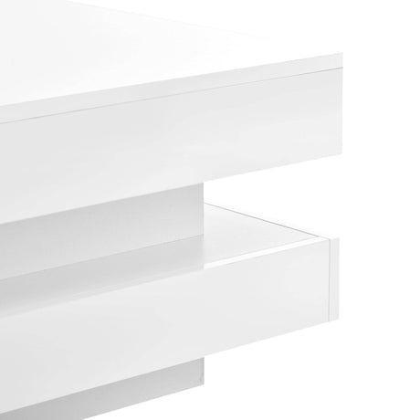 High Gloss White Particle Board Coffee Table With LED Lights - Sleep Galleria