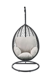 Beige Fabric Black Wicker Patio Swing Chair With Cushion - Omega Lifestyles