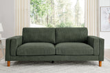 Dark Green Corduroy Upholstered Square Arm 3-Seat Sofa - Omega Lifestyles
