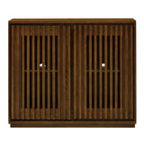 Mid Century Modern Fluted Walnut Solid Wood Sideboard Cabinet - Omega Lifestyles
