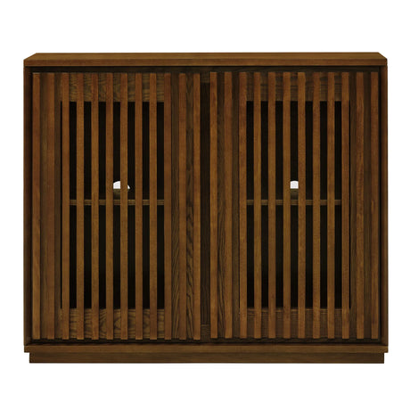 Mid Century Modern Fluted Walnut Solid Wood Sideboard Cabinet - Omega Lifestyles