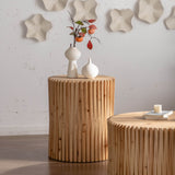 Set of 2 Natural MDF Fir Round Coffee Tables - Omega Lifestyles