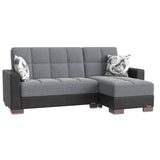 Convertible Chenille Foam Upholstered Chaise Lounge With Storage - Omega Lifestyles