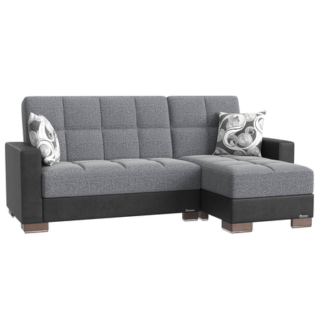 Convertible Chenille Foam Upholstered Chaise Lounge With Storage - Omega Lifestyles