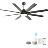 66-Inch Matte Black Smart Reversible DC Motor Ceiling Fan